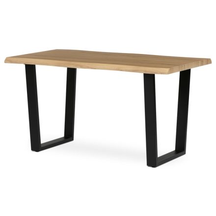 Étkezőasztal, 140x80x75 cm, MDF lap, vadtölgy dekor, U alakú fém lábak