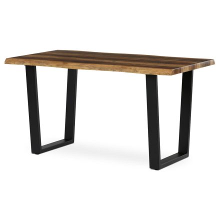 Étkezőasztal, 140x80x75 cm, MDF lap, régi fa dekor, U alakú fém lábak
