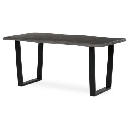 Étkezőasztal, 160x90x75 cm, MDF lap, szürke tölgy dekor, U alakú fém lábak