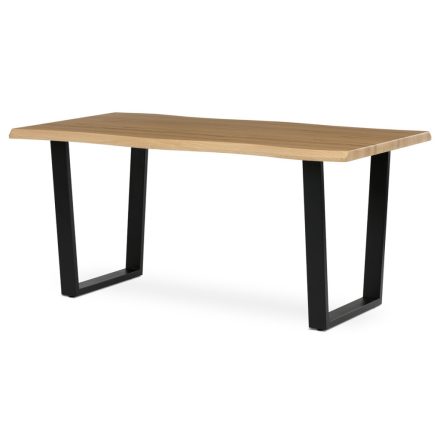 Étkezőasztal, 160x90x75 cm, MDF lap, vadtölgy dekor, U alakú fém lábak