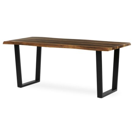 Étkezőasztal, 180x90x75 cm, MDF lap, régi fa dekor, U alakú fém lábak