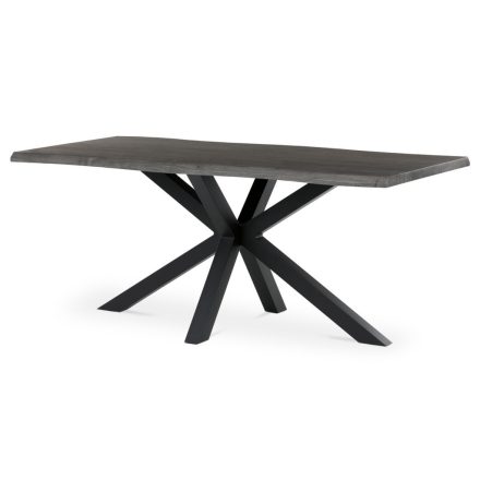 Étkezőasztal, 180x90x75 cm, MDF lap, szürke tölgy dekor, csillag alakú fém láb