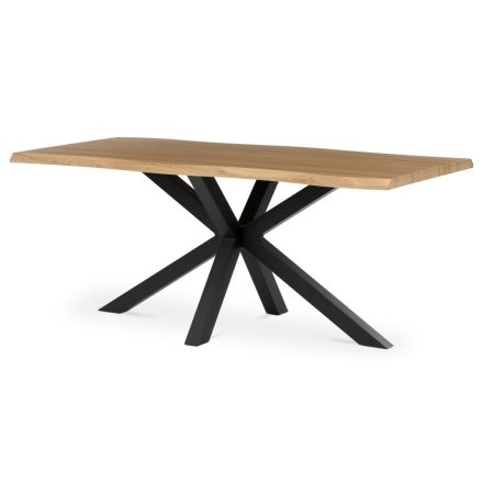 Étkezőasztal, 180x90x75 cm, MDF lap, vadtölgy dekor, csillag alakú fém láb