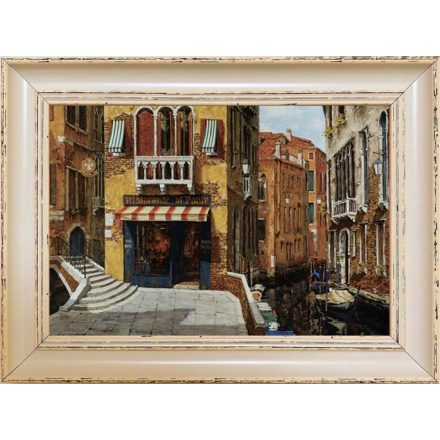 Hajnali utca - keretezett olajfestmény