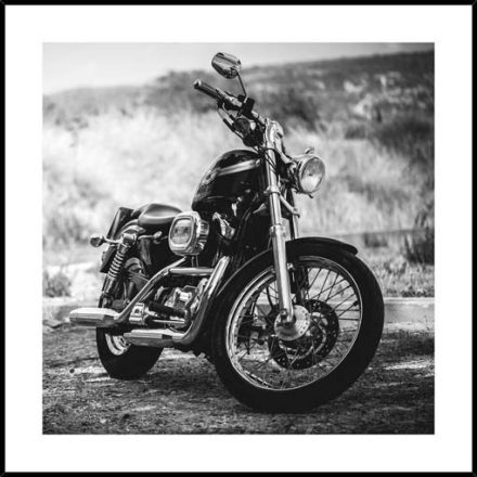 Veterán motor - keretezett üvegkép