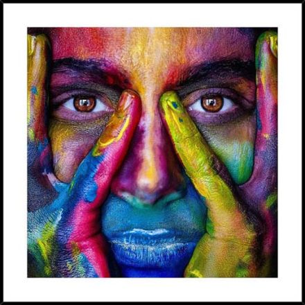 Holi color - keretezett üvegkép