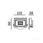 DELYO MHN LED-reflektor, 110°, IP65, 20 W, Természetes fehér, fekete