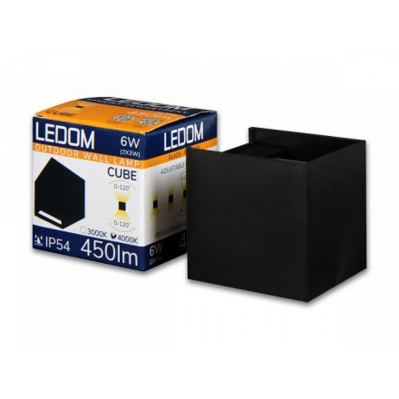 LEDline LEDOM Outdoor wall mounted luminaire LED 2x3W 4000K IP54 black CUBE