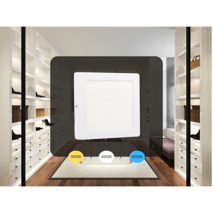 LED panel falon kívüli 12W / PSSF / SMD / 3000K - 4000K - 6000K / WH - LPL433