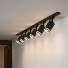 Csőgyűrűs sínrögzítő készlet, fekete, 6xGU10, 2m