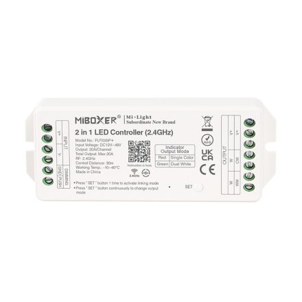 MI-LIGHT vezérlő 2 az 1-ben MONO/CCT 12-48VDC 20A FUT035P+
