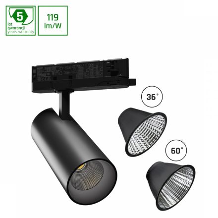 ANDROMEDA Ra>90 15-27W NW 230V 36, 60deg IP20 74x170x170  black 5y warranty with power change