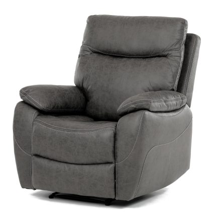 TV és relax Fotel kézi vezérléssel, szürke szövettel bevonva, vintage dekorációval