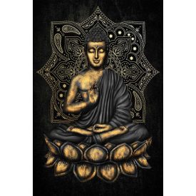 Dicsőséges Buddha - fóliás, díszített vászonkép