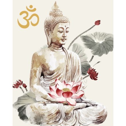 Buddha  lótusszal - vászonkép