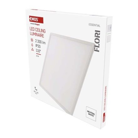 LED felületi lámpatest FLORI négyzet, fehér, 22W, semleges fehér