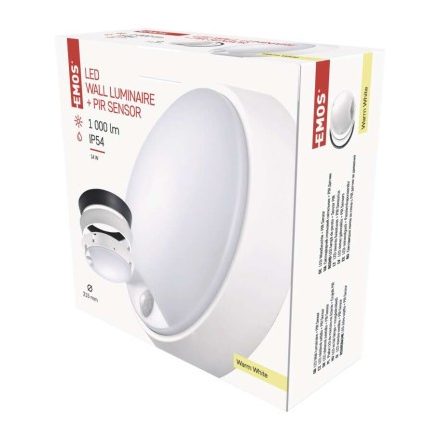 EMOS LED mennyezeti lámpa ZURI 14W 1000lm PIR érzékelővel IP54 meleg fehér