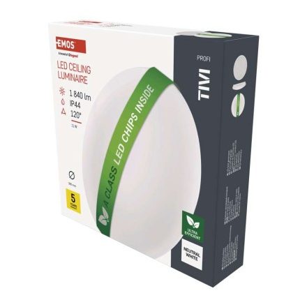 LED mennyezeti lámpatest TIVI, A CLASS, kerek, fehér 11W, IP44, Természetes fehér