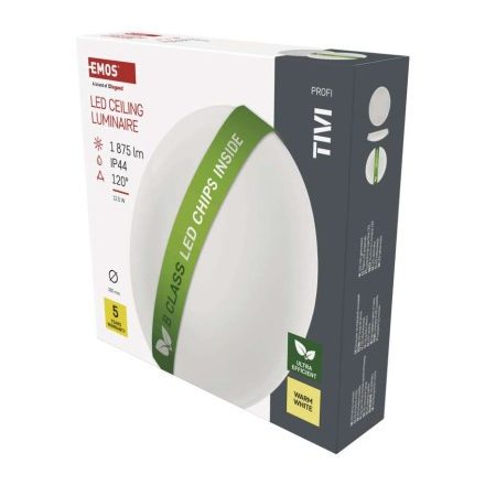 LED mennyezeti lámpatest TIVI, B CLASS, kerek, fehér 12,5W, IP44, Meleg fehér