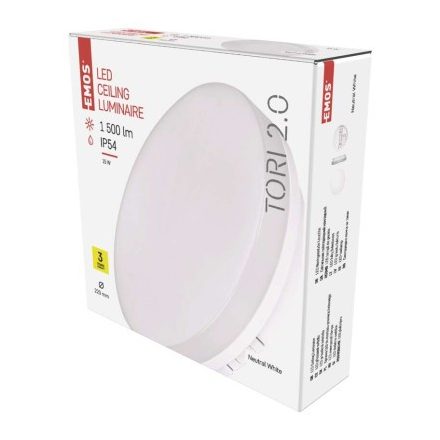 EMOS LED MENNYEZETI LÁMPA TORI 15W NW IP54