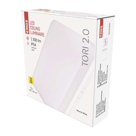 EMOS LED MENNYEZETI LÁMPA TORI 15W NW IP54