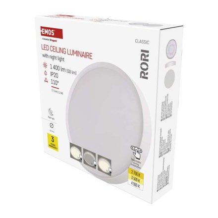 LED felületi lámpatest RORI kerek, fehér, 17W, CCT