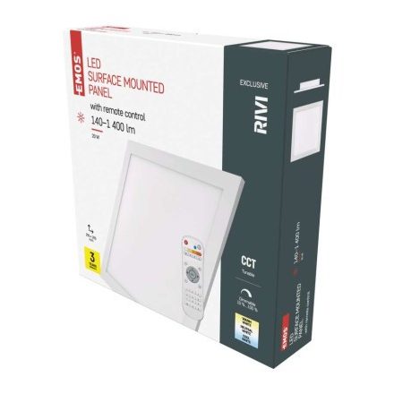 EMOS LED MENNYEZETI PANEL RIVI 30x30, 20W, DIMM., ÁLLÍTHATÓ SZÍNHŐM.