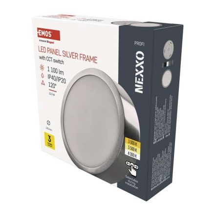 LED felületi lámpatest NEXXO, kerek, ezüst, 12,5W, CCT