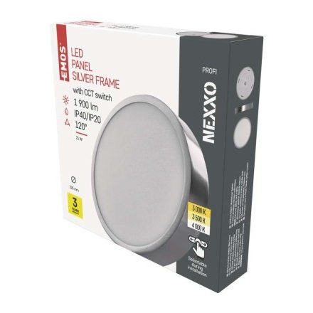 LED felületi lámpatest NEXXO, kerek, ezüst, 21W, CCT
