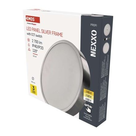 LED felületi lámpatest NEXXO, kerek, ezüst, 28,5W, CCT