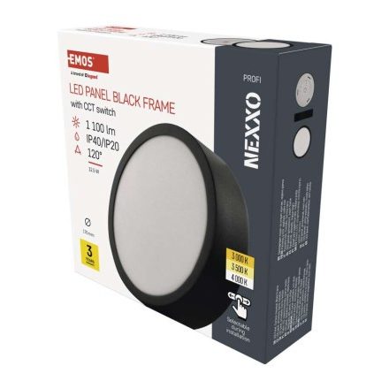 LED felületi lámpatest NEXXO, kerek, fekete, 12,5W, CCT