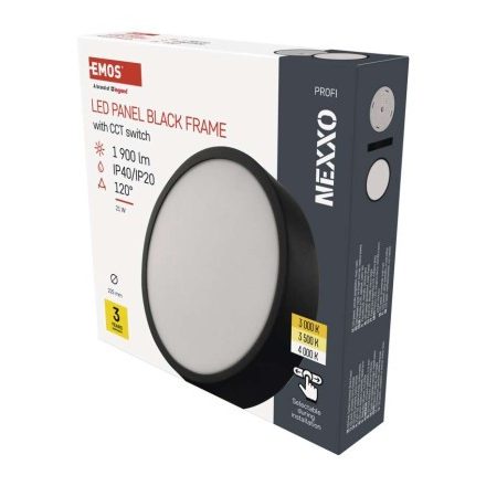 LED felületi lámpatest NEXXO, kerek, fekete, 21W, CCT