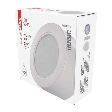 LED felületi lámpatest RUBIC, kerek, fehér, 9W, természetes fehér