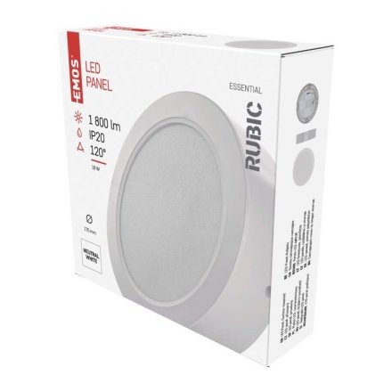 LED felületi lámpatest RUBIC, kerek, fehér, 18W, természetes fehér