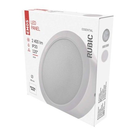 LED felületi lámpatest RUBIC, kerek, fehér, 24W, természetes fehér