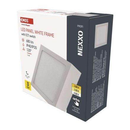 LED felületi lámpatest NEXXO, négyzet, fehér, 7,6W, CCT
