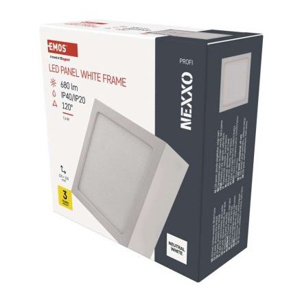 LED felületi lámpatest NEXXO, négyzet, fehér, 7,6W,Természetes fehér