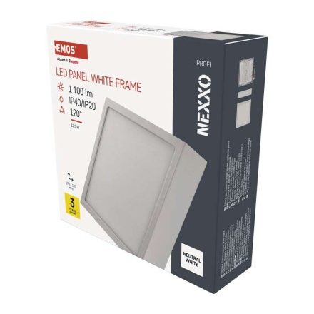 LED felületi lámpatest NEXXO, négyzet, fehér, 12,5W,Természetes fehér