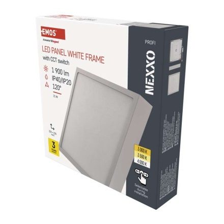 LED felületi lámpatest NEXXO, négyzet, fehér, 21W, CCT