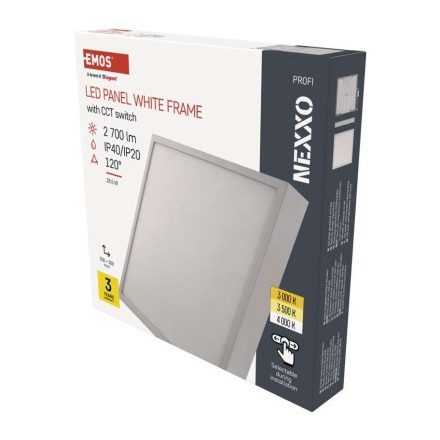 LED felületi lámpatest NEXXO, négyzet, fehér, 28,5W, CCT