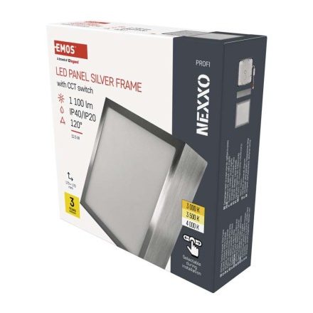 LED felületi lámpatest NEXXO, négyzet, ezüst, 12,5W, CCT