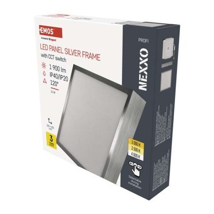 LED felületi lámpatest NEXXO, négyzet, ezüst, 21W, CCT
