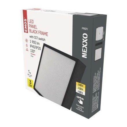 LED felületi lámpatest NEXXO, négyzet, fekete, 21W, CCT