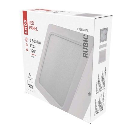 LED felületi lámpatest RUBIC, négyzet, fehér, 18W, természetes fehér