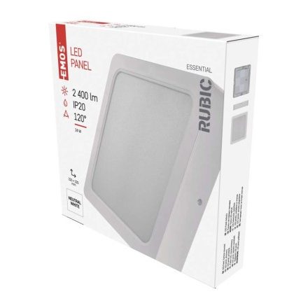 LED felületi lámpatest RUBIC, négyzet, fehér, 24W, természetes fehér