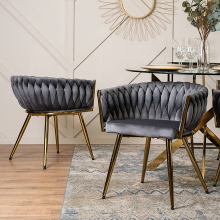 Elegáns Étkezőszék Szürke Bársony Kárpittal CAPRI