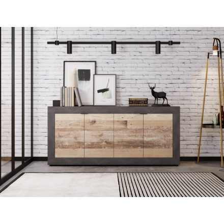 4 Ajtós Komód Oldwood/Beton Színben. LUNEA 