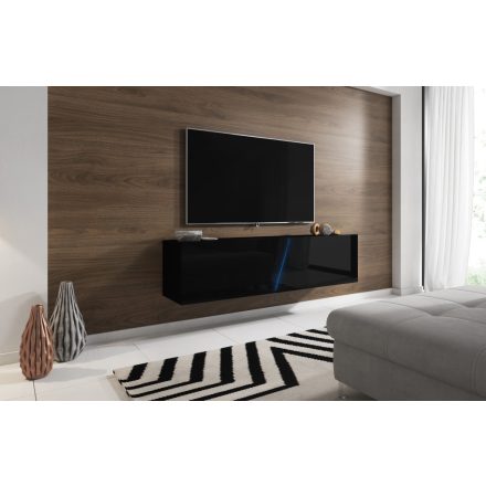 TV Állvány Matt Fekete/Magasfényű fekete színben, Led Világítással. RTV SLANT 160 cm.